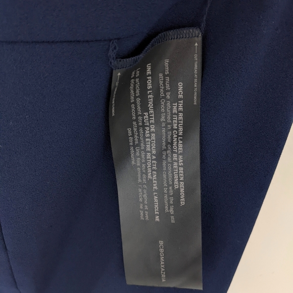 NEW BCBGMAXAZRIA Salome Navy Blue Halter Cross Front Slit Evening Gown Dress - Picture 8 of 9